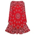 thumbnail image 5 of Bandana - Red Art Long Sleeve Dresses For Women Vintage Elegant Party Dress Oversized V-neck Dress S-8XL, 5 of 7