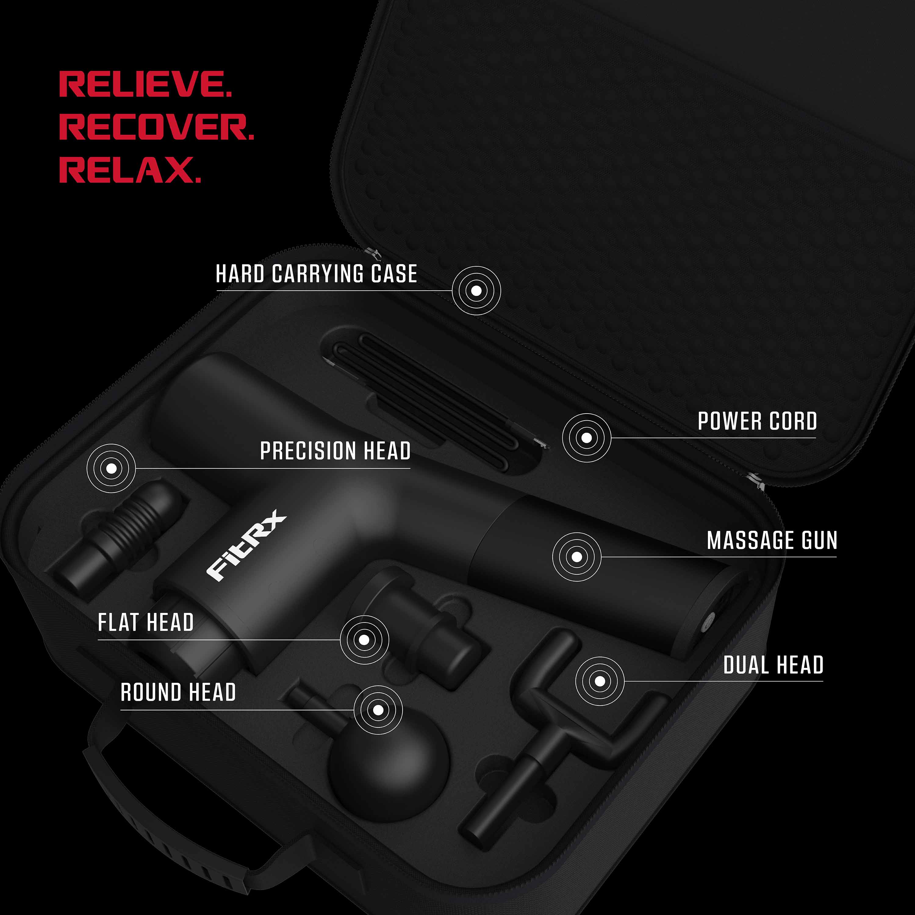 FitRx Neck and Back Massager, Handheld Percussion Massage Gun with Multiple Speeds and Attachments - image 4 of 14