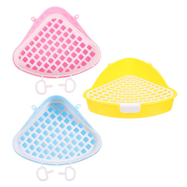 Luxshiny 3Pcs Small Animal Litter Pan Rabbit Triangle Potty Trainer Reusable Space Saving Indoor Pet Use 10.0x7.5x3.9in