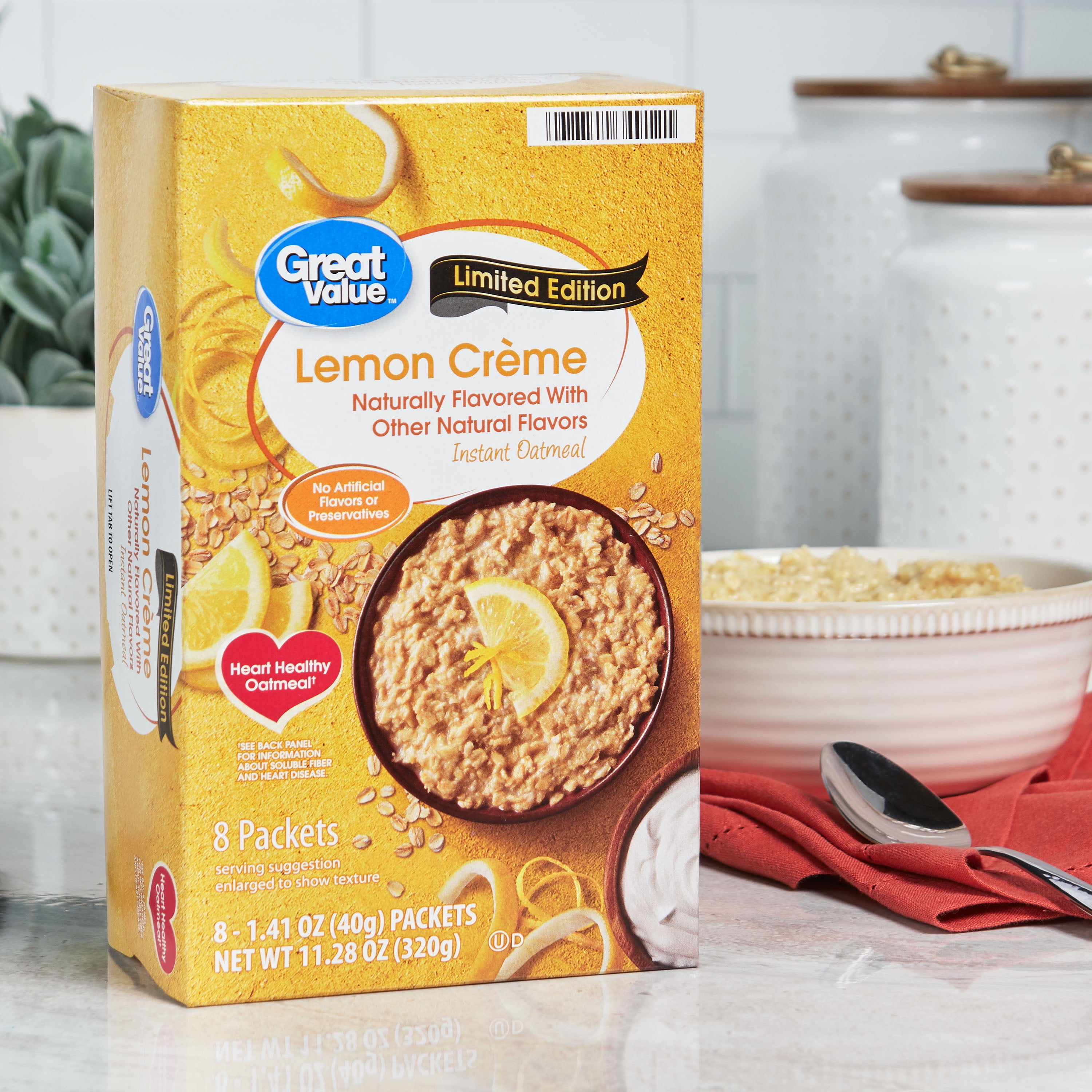 Great Value Lemon Creme Instant Oatmeal, 1.41 oz, 8 Count