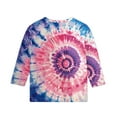 thumbnail image 5 of JTSRKL Bleached T-Shirts for Kids Girls Cute 3/4 Length Sleeve Tie Dye Gradient Color Print Basic Crewneck Pullover Tops Loose Fit Casual Tunic Blouse Purple 5-6 Years, 5 of 5
