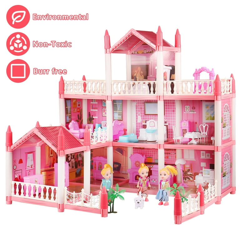 Barbie Dollhouse Set with 3 Dolls and Furniture, Pool and Accessories, Ages  4 & up