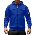 thumbnail image 1 of LUOGENLI Chandails à Capuche Zippés pour Hommes Vert Classique Mode Chandail à Capuche avec Poche avant Style Cardigan Léger pour Tenue Décontractée Chandails à Capuche pour Hommes Graphique Country Bleu Taille P, 1 of 4