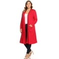 thumbnail image 2 of Women's Casual Plus Size Long Body Duster Cardigan with Pockets Made in USA, 2 of 5