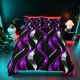 thumbnail image 2 of Manfei Gradient Stripes Bedding, Shiny Abstract Lines Duvet Cover Full, Purple, Black and Silver, Black Reversible 3 Pieces, 1 Duvet Cover and 2 Pillowcases, 2 of 7