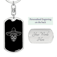 thumbnail image 2 of Calavera Mexican Sugar Skull 13 Stainless Steel or 18k Gold Premium Swivel Dog Tag Keychain, 2 of 16