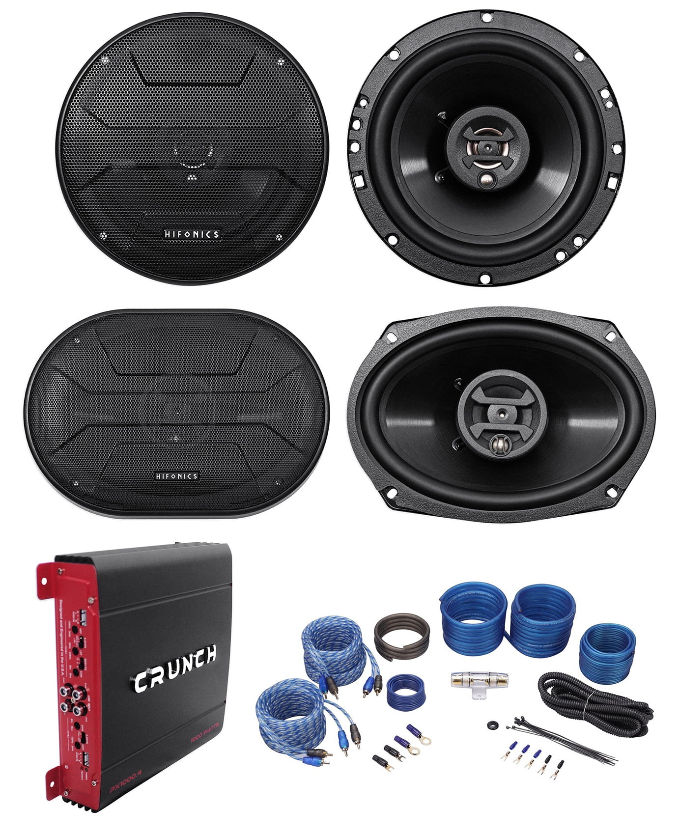 2) Hifonics ZS653 6.5" 600W Car Speakers+2) 6x9" Speakers+4Ch