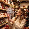 thumbnail image 6 of Christmas Tree Topper, 11.8 in x 9.4 in x 9.4 in, Iron, for Shelf, Mantel and Table Display, Silver, 6 of 7