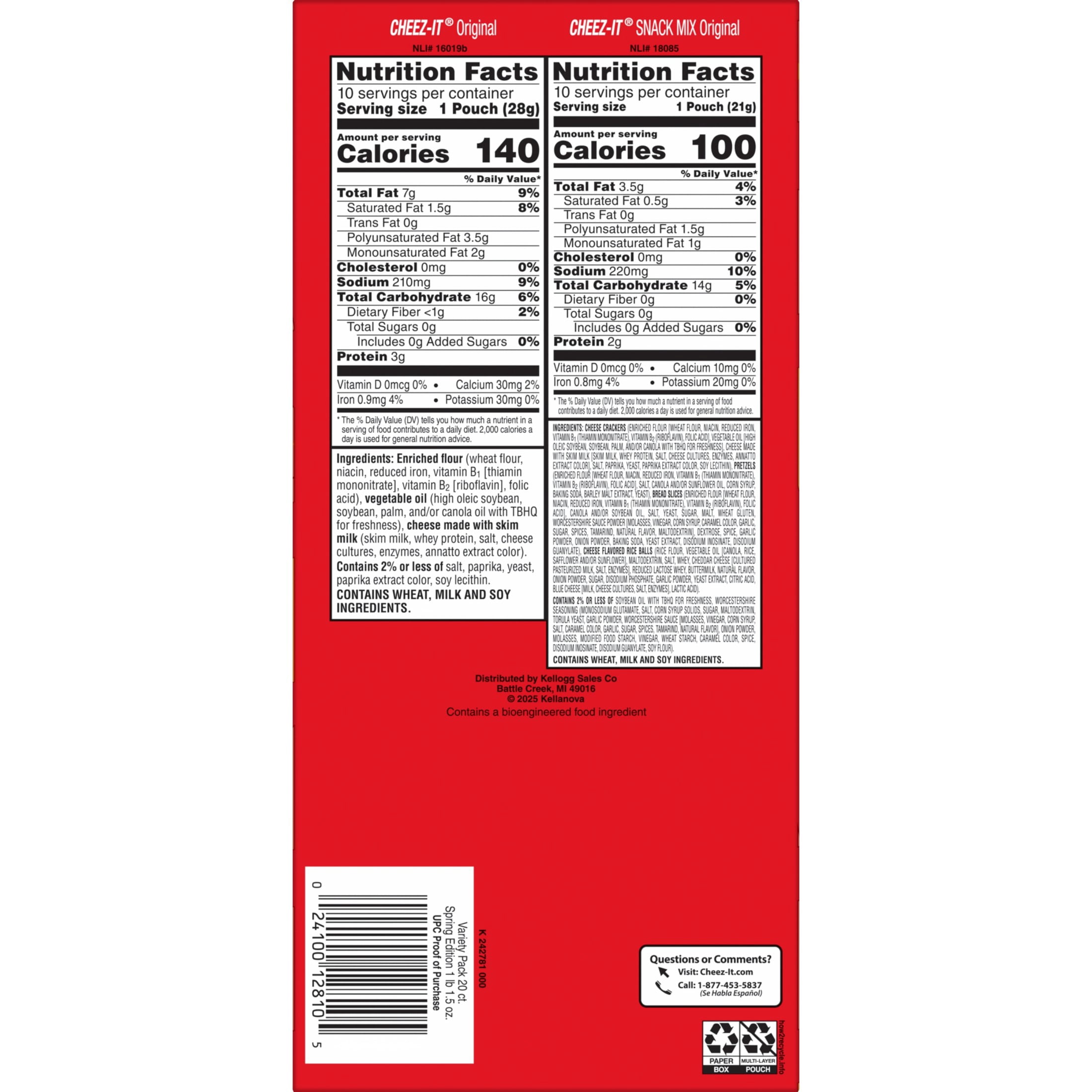 Cheez-It Variety Pack Baked Snack Crackers and Snack Mix, Easter Snacks, 20 Count