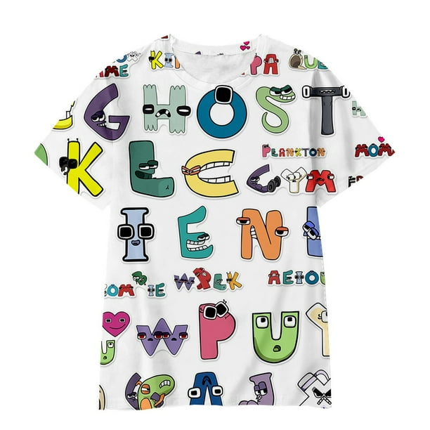 Camiseta Lore Alfabeto Niños Verano Casual Manga Corta Cosplay Tops Niño Regalo Gao Jiahui unisex