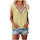 thumbnail image 2 of ICHUANYI Clearance Fashion Women's Summer V-Neck Casual Lace Patchwork Solid Blouse Top(Yellow, XL) ICHUANYI WER2023081010783, 2 of 6