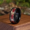 thumbnail image 3 of Ruby &Gold Foil Tungsten Ring For Men Wedding Band Anniversary Ring, 3 of 6