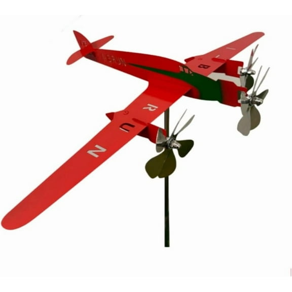 Cheapark Metal Ironwork Airplane Wind Spinner Sculpture Outdoor Garden Yard Decoration Kinetic Art for Patio and Landscape O rnament