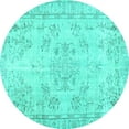 thumbnail image 1 of Ahgly Company Indoor Round Abstract Turquoise Blue Contemporary Area Rugs, 5' Round, 1 of 4