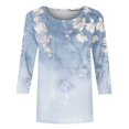 thumbnail image 4 of Hauts à Manches 3/4 pour Femmes Mode T-Shirt Imprimé Mi-Longueur Blouse à Manches 3/4 Col Rond Hauts Décontractés T-Shirts en Coton pour Femmes T-Shirts à Manches 3/4 pour Femmes, 4 of 9
