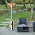 thumbnail image 2 of Patiojoy Patio Rolling Steel Heater Freestanding Outdoor Propane Heater w/Table Suitable for Garden Wedding & Party Silver, 2 of 10