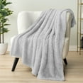thumbnail image 5 of PAVILIA Sherpa Bed Blanket King Size, Light Grey Plush Soft Cozy Blanket for Bed, Fluffy Lightweight Microfiber, Fuzzy All Season Blanket, 90x108 King, 5 of 9