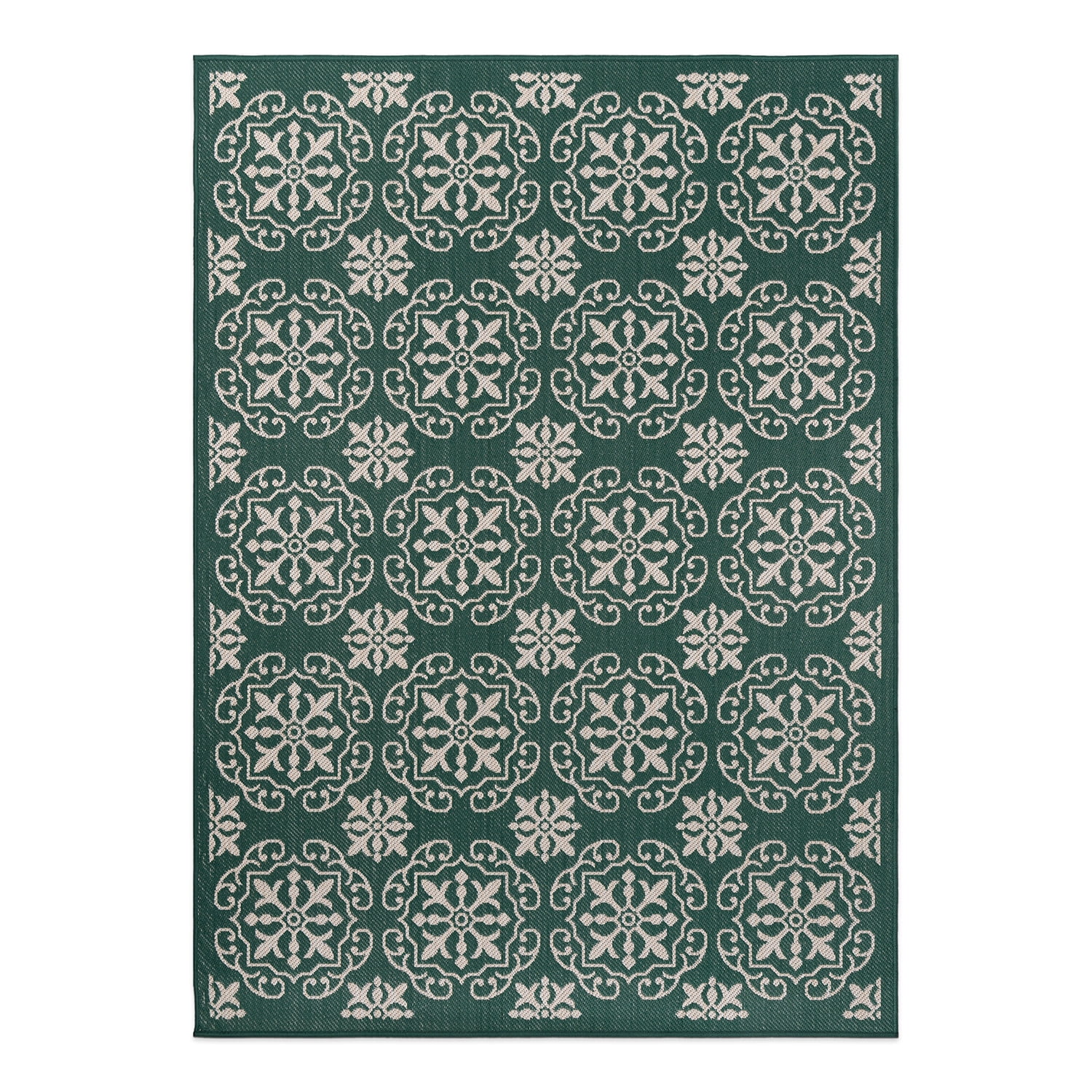 World Rug Gallery Transitional Geometric Textured Flat Weave Indoor/Outdoor Area Rug - GREEN 5' X 7'