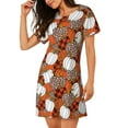 thumbnail image 2 of Easygdp Various Pumpkins Camisón de manga corta para mujer, informal, estampado, 2 of 6