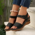 thumbnail image 2 of Dakaela Wedge Sandals for Women Comfortable Orthopedic Summer Dressy Platform Casual Walking Dress Shoes with Ankle Strap Black Size 6.5, 2 of 9