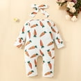 thumbnail image 5 of Virmaxy Toddler Boys Girls Cute Graphic Pajamas Overalls Infant Long-sleeved Long Legs Crawling Clothes Carrot Rabbit Print Zipper Baby Easter Jumpsuit 3-18 Months White, 5 of 5