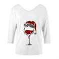thumbnail image 5 of Fiaer Christmas Tshirts Women V Neck Oversized Trendy T Shirts Long Sleeve Glass Funny Back Button Loose Fit Tops White XL, 5 of 5