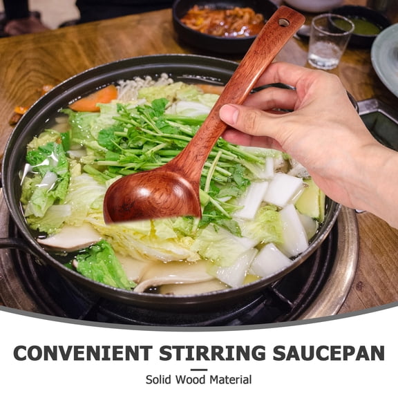PAMINGONO Ergonomic Wooden Ladle Spoon for Kitchen Stirring and Serving