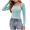 thumbnail image 2 of Lilgiuy Fitted Sweaters for Women Fashion Casual Color Long Sleeve Round-Neck Sweater for Dating Shopping, 2 of 5