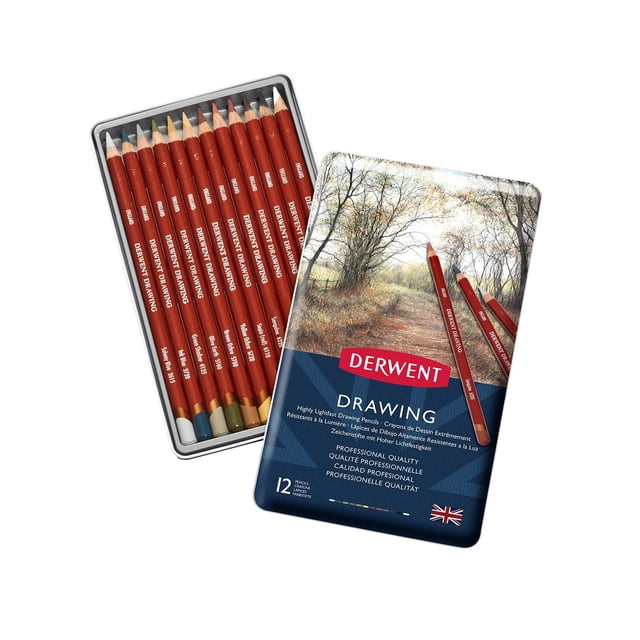 Lápices de Colores Derwent Núcleo 5mm Metal Tin 12 Unidades
