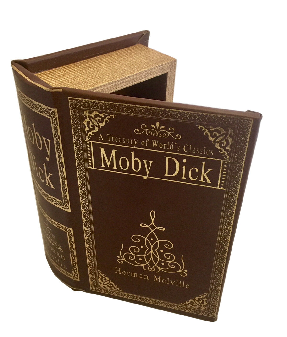 Decorative Moby Dick Book Box Faux Leather Over Wood Secret Storage