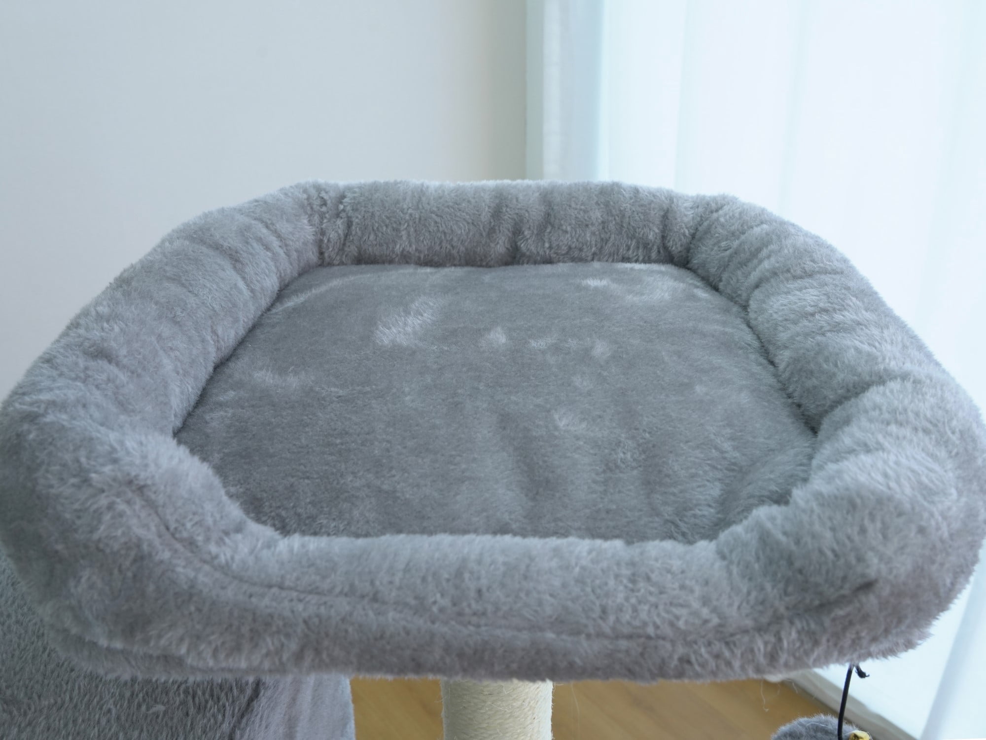 Vibrant Life Heavy Duty 8-Level 66" Cat Tree with Scratching Ramp, Two Condos and Hammocks, Light Gray