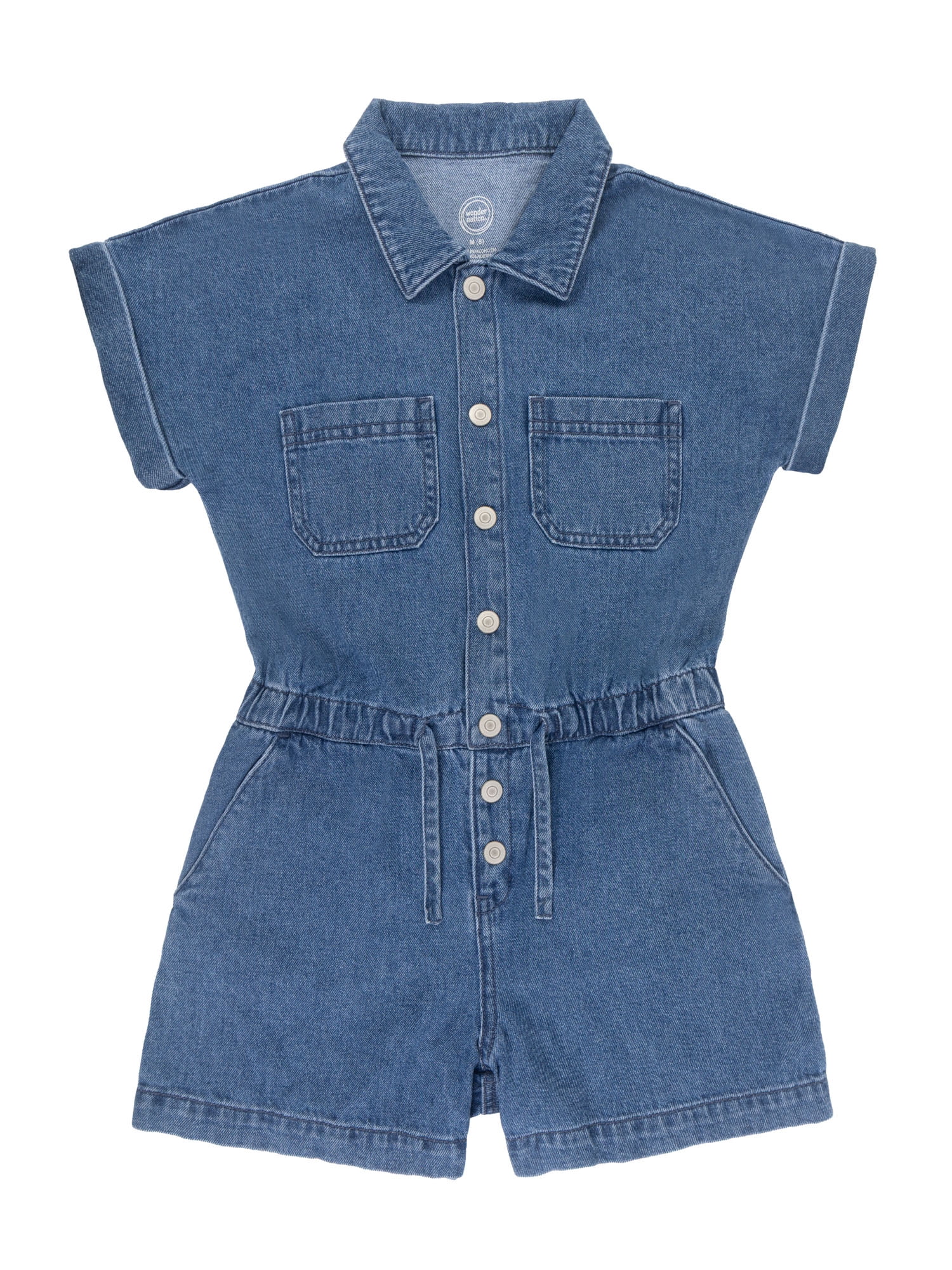 Wonder Nation Girls Denim Romper, Sizes 4-18