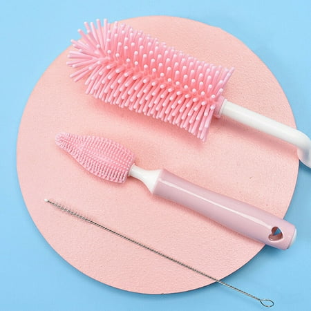 UPC: 0686557703757 | 3PCS Set Silicone Feeding Baby Bottle Nipple Straw Cleaning Brush 360 Degree