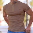 thumbnail image 5 of Pink Season Zipper Lapel Short Sleeve Thin Men T-shirt Summer Solid Color Ribbed Fitness Top Streetwear, 5 of 8