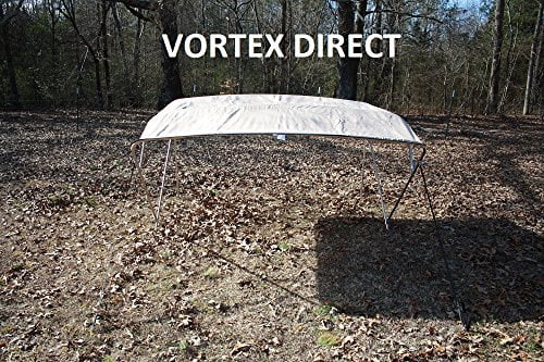 DARK TAN, LIGHT BROWN (ACRYLIC) VORTEX STAINLESS STEEL FRAME 4 BOW PONTOON DECK BOAT BIMINI TOP 8' LONG, 91-96"... by VORTEX DIRECT