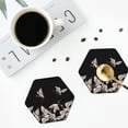 thumbnail image 4 of Yiaed Japanese White Crane Print Leather Coasters for Drinks - Cup Coasters Coffee Table Kitchen Table Bar, Home & Office Gifts Handmade Drink Coasters-Hexagon, 4 of 6