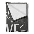 thumbnail image 2 of Love What You Do Soft Flannel Fleece Blanket, Hand Lettering Typography Composition with Dots and Stripes, Cozy Plush for Indoor and Outdoor Use, 70" x 90", Charcoal Grey and White, by Ambesonne, 2 of 5