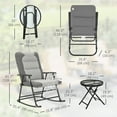 thumbnail image 3 of Outsunny Ensemble de 3 Chaises Berçantes Pliables pour Patio, Gris Pâle, 3 of 10