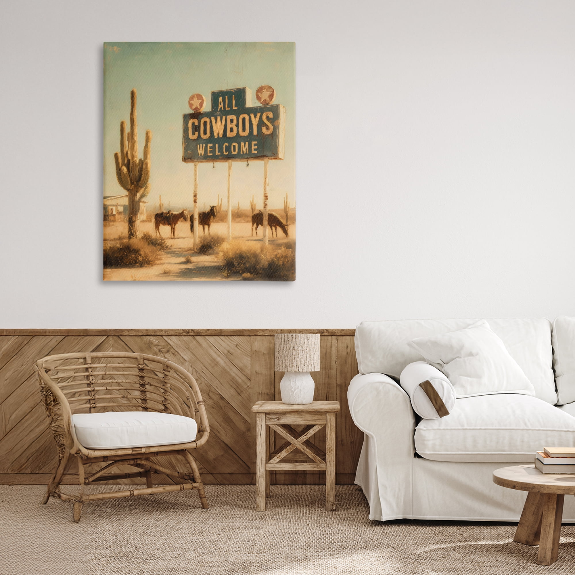 Stupell Industries All Cowboys Welcome Desert Canvas Wall Art, design by Arlington Prints