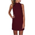 thumbnail image 1 of Vestido suelto de color sólido de manga larga clásico con cuello redondo para mujer Pompotops  ghjkhdj998, 1 of 6