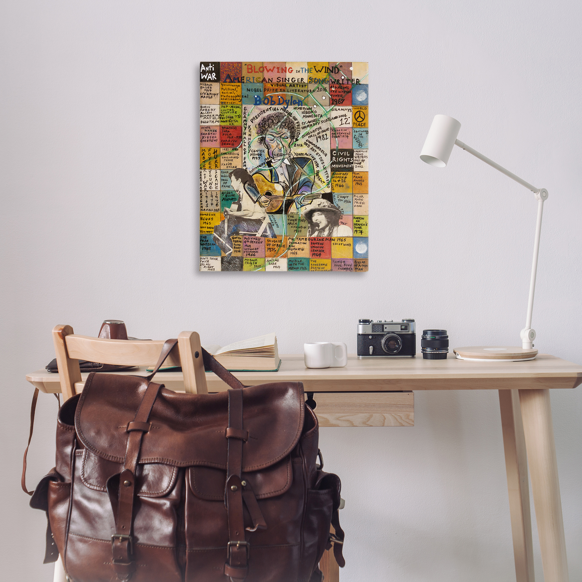 Stupell Industries Bob Dylan Collage People Drawing Wrapped Canvas Art Print Wall Art, 30 x 40