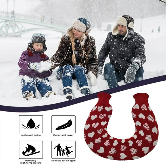 WREESH Warm Hot Water Bottle Plush Soft Cover Hand Warmer Premium Natural Warmth 1L