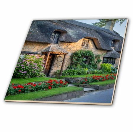 3dRose Thatch cottage, Broad Campden, Cotswolds, Gloucestershire, England - Ceramic Tile,
