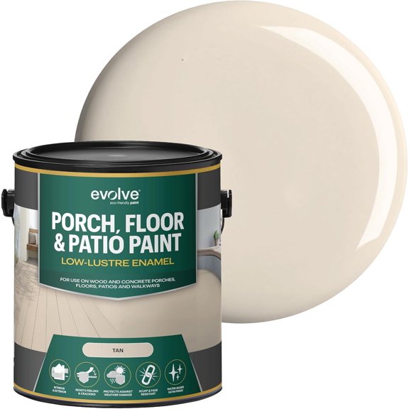Evolve Porch & Floor Paint, Fast-Drying Wood and Concrete Paint, Tan, 1 Gallon