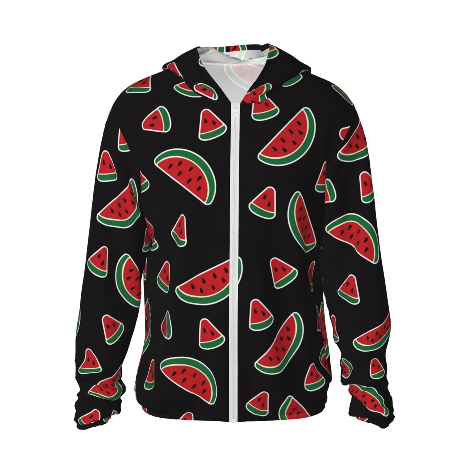 Lsque Watermelon Pattern UPF 50+ Lightweight Sun Protection Men's Women's Long Sleeve Shirt, Hoodie Performance -Medium