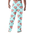 thumbnail image 5 of Men's Fashion Mosaic Heart Print Pajama Pants, Drawstring Elastic Waist Lounge Trousers for Valentine's Day Gift and Home,Cyan,L, 5 of 5