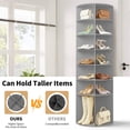 thumbnail image 5 of Hassch Rotating Shoe Rack Tower, 72.44" Vertical Spinning Shoe Display Lazy Susan Closet Organization, Revolving Storage Round Carousel for Handbags/Shoes (Gray), 5 of 10