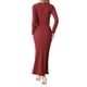 thumbnail image 3 of Conjuntos de punto de 2 piezas INSPIRE CHIC para mujer, con mangas largas, top corto, falda maxi de cintura alta estilo sirena, conjuntos de moda XL en rojo, 3 of 6