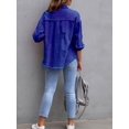 thumbnail image 2 of SEARIPE Women‘s Casual Denim Jacket Frayed Hem Ripped Long Sleeve Jean Jacket With Pockets Pink M, 2 of 6