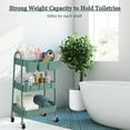 thumbnail image 5 of 3-Tier Rolling Cart, Metal Rolling Storage Cart with Lockable Wheels & Hanging Cups & Hooks, Mobile Trolley Cart for Kitchen, Bathroom, Office, Workshop Green, 5 of 9
